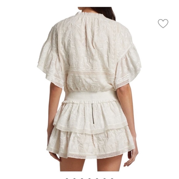 Alice + Olivia Jojo Embroidered Tiered Ruffle Mini Skirt Smocked Waist NWT US 8 - Picture 4 of 8